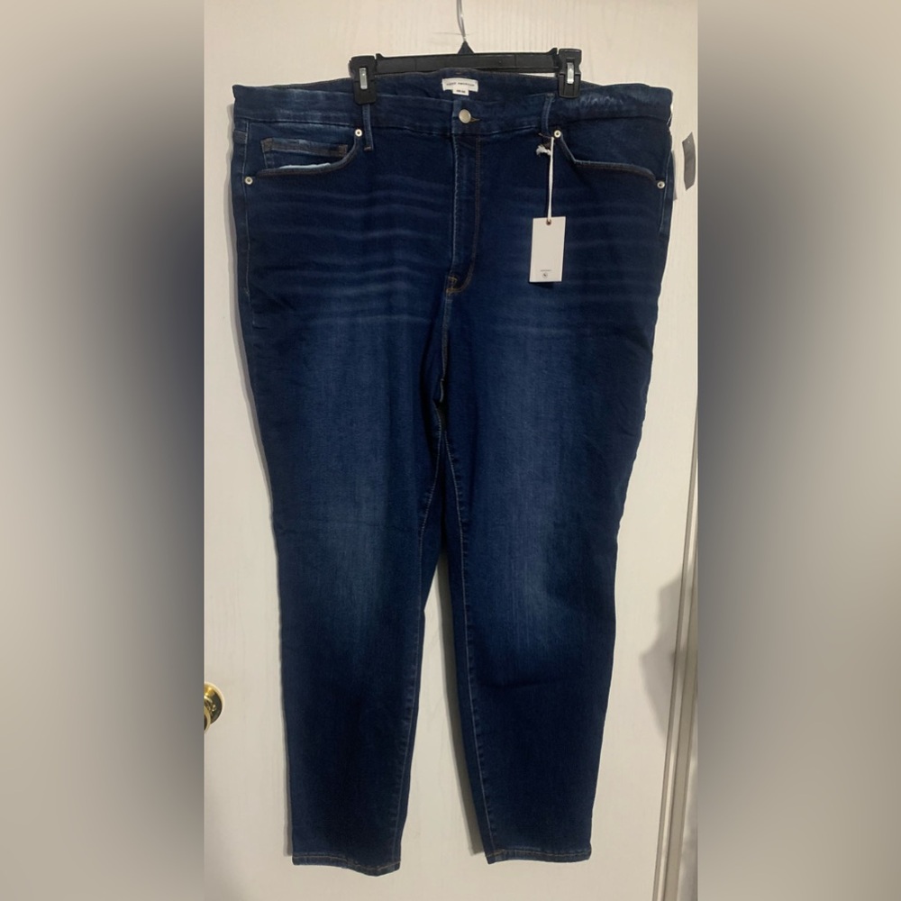 Good American Good Legs Skinny Jeans in Dark Blue Wash NWT